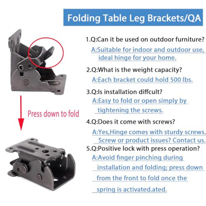 TopDirect 4 Pack Locking Hinge for Folding Table Brackets (Black) - color: Black, size: 4 Pack