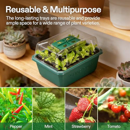 VIVOSUN 12-Pack Seed Starter Trays, 144-Cell Starter Kit with Humidity Dome - size: 12-Pack 144-Cell, style: Trays