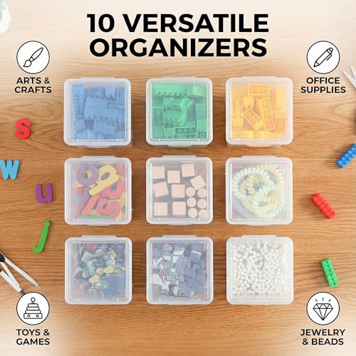 10 Pack Deep Clear Square Storage Box, Craft & Art Marker Organizer - size: Clear Square Medium - 10 Pack