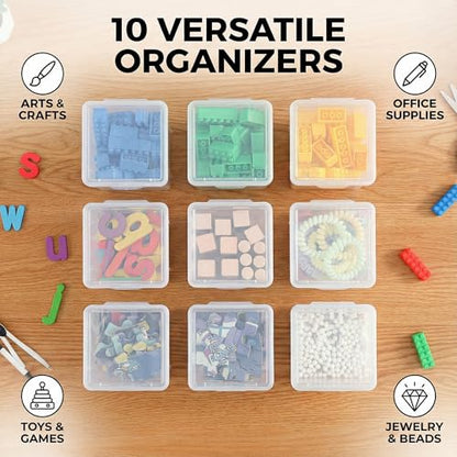 10 Pack Deep Clear Square Storage Box, Craft & Art Marker Organizer - size: Clear Square Medium - 10 Pack