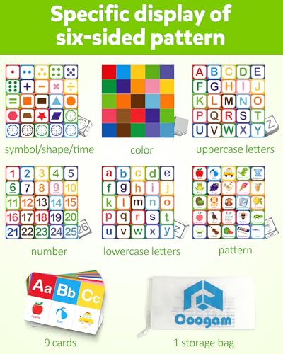 Coogam Magnetic Alphabet Blocks for Learning Numbers, Letters, Shapes, Magnet Construction Game & Building Cube, Educational Stem Montessori Sensory Toy Gift for 3 4 5 Year Old