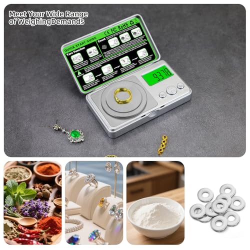 High Precision Mg Scale 100g/0.001g, Pocket Digital Milligram Scale, Small Gram Jewelry Scale, Coin Scale with 50g Calibration Weight for Gold/Silver/Gems/Powder Medicine Benechef