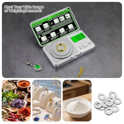 High Precision Mg Scale 100g/0.001g, Pocket Digital Milligram Scale, Small Gram Jewelry Scale, Coin Scale with 50g Calibration Weight for Gold/Silver/Gems/Powder Medicine Benechef
