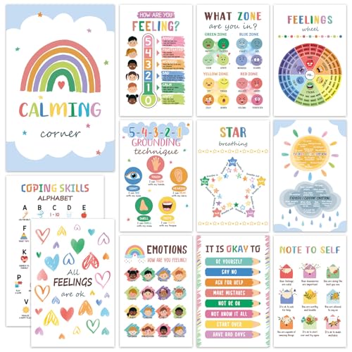 Laminated 12PCS Calming Corner Classroom Posters 11x17" - color: Calming Corner