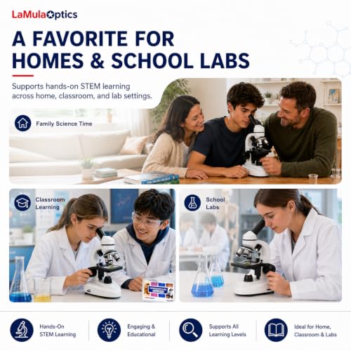 Microscope for Adults Students, 40X-2000X Microscopes, Metal-Structure Dual LED Illumination, Biological Compound Monocular Microscope Kit for School Lab, Homeschool w/Carrying Bag