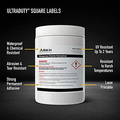 Avery UltraDuty GHS Labels, Waterproof, 1 X 1" White Square Labels , 2400 Total, Use with Laser Printers - size: 1" X 1", style: 2,400 labels