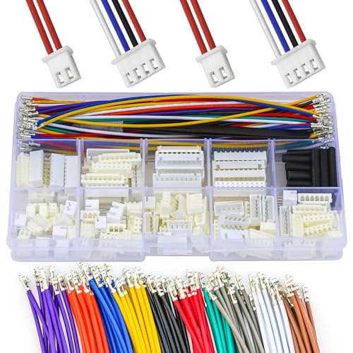 JST 2.54mm Connector with 22AWG Pre-Crimped Wire Kit, JST XH 2.54 2.54MM 2Pin 3Pin 4Pin 5Pin 6Pin 7Pin 8Pin 9Pin 10Pin Housing with 22AWG Wires for PCB Board & Electronics (JTS-2.5-XH) - size: 2.5MM-XH
