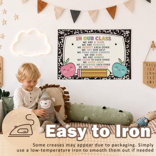 Classroom Golden Rule Poster Decor Canvas Wall Hanging Banner - color: 00-In Our Class - Apple Theme