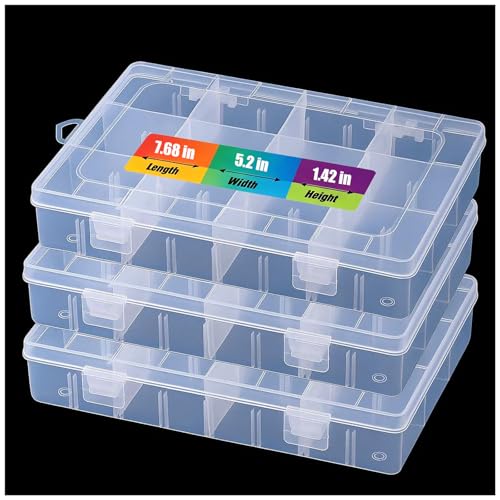 3pcs Clear Storage Small Parts Organizer Box Storage Bin With Dividers Multi Compartment for Beads Art DIY Tackle Box Organizer (Small 12 - compartment) - color: Small 12 - compartment