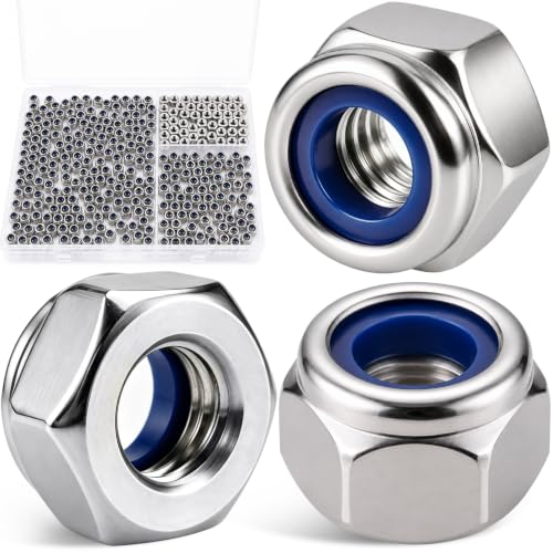 M4-0.7 Lock Nut 300Pcs Stainless Steel Nylock Locking Nuts with Washer - size: locknuts-M4 300pcs