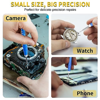 Precision Screwdriver Set of 6, Mini Screw Driver Professional Repair Tool Kit for Eyeglass, Glasses, Sunglasses, Electronics, Small Toys, PC, Clock and Watch (yellow)