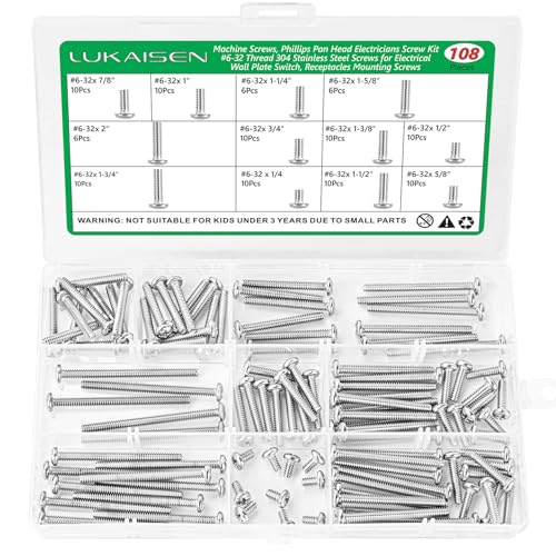 108 Pcs #6-32 Phillips Pan Head Machine Screws Kit, 304 SS - size: SS 108Pcs #6-32（1/4" to 2" ）2 Pan
