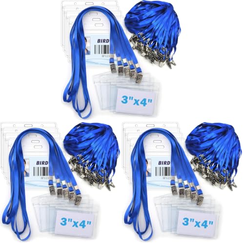 4x3 Name Tags Badge Holder with Lanyard 150 Pack Waterproof Horizontal ID Badge Holder and 50 Pcs Lanyards Nametag for Conferences, Events, and Meetings (Blue, 4 X 3 inches) - color: Blue, size: 4 X 3 inches (Pack of 3)