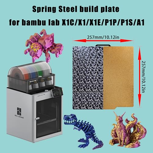 Tinytrees Build Plate for Bambu Lab P1S P2S A1 X1C X1 X1E P1P: Smooth PEI H1H Carbon PET PEO PEY Sheet Bed Plate P1S Build Plate for 3D Printing Hobbyist, 257 X 257mm - style: Smooth PEO+Textured PEI