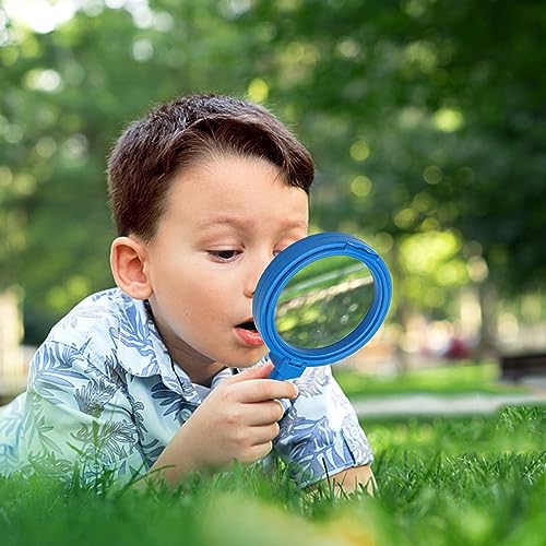 Rongon 5X Kids Magnifying Glass Handheld Jumbo Magnifiers with Stand (Blue) - color: Blue