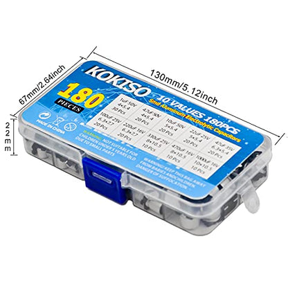 10 Values 180 Pcs SMD Aluminum Electrolytic Capacitors Kit