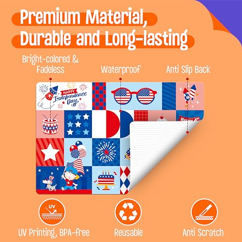 6 Pack Placemats for Kids, Non-Slip Washable Table Mats, Reusable Holiday Themed Dining Mats - Christmas, Halloween, Thanksgiving, Easter, Educational Placemats for Home, Classroom, Nursery - style: Holiday