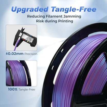 FLASHFORGE Rapid PLA Filament 1.75mm +/- 0.02mm Blue to Pink Gradient, Max 500mm/s High Speed Printing, 3D Printer Filament 1kg(2.2lbs), Changing Colors with Light - color: Blue to Pink Gradient
