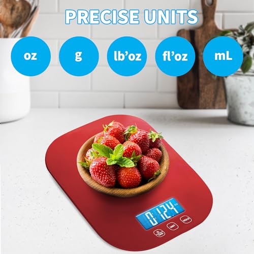 Smart Weigh Red Digital Food & Kitchen Scale for Weight Loss, Baking Ready - color: Red