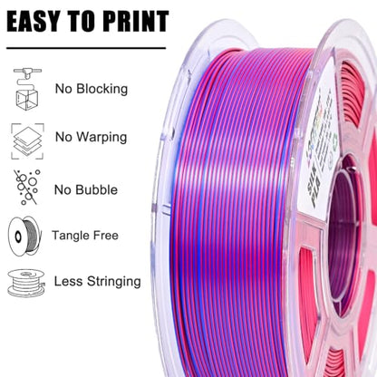 PLA Filament 1.75mm, Silk PLA 3D Printer Filament, Dual Color Filament - Red Blue 1.75 PLA Filament- 2 in 1 Coextrusion 3D Filament PLA 1.75 +/-0.02mm, Fit to AMS, 1kg/Spool - color: Dual-color Red Blue