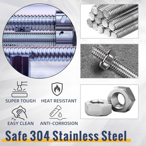 LEIFIDE 24 Pcs 8/32 in 4mm Threaded Rod with Hex Nuts, 12 Inch,16 Inch - size: 12 Inch,16 Inch