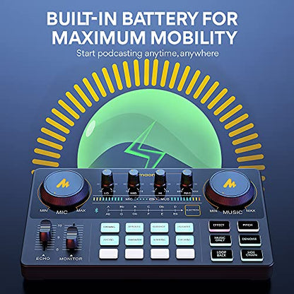 MAONO Podcast Equipment Bundle with Audio Mixer & 3.5mm Mic for Streaming - color: AU-AM200-S6 Black