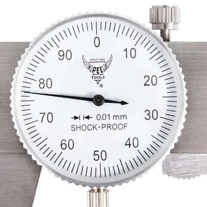 PEC Dial Caliper 0-200mm, Stainless Steel Precision Measuring Tool - size: 0-200mm