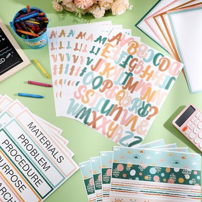 Dispowreath 96 Pcs Science Fair Board Supplies,Green Boho Style - style: Green Boho Style