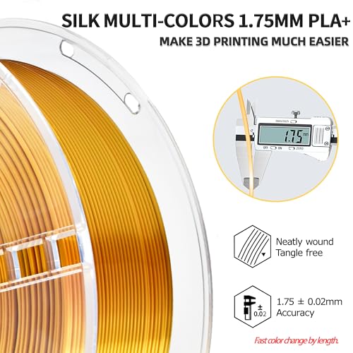 iBOSS PLA Plus (PLA+) 3D Printer Filament 1.75mm+/- 0.02mm,1kg (2.2lbs) Silk Shiny Filament 3D Printing Filament,Smooth Silky Surface,Shiny Gold PLA Pro 3D Filament,Fit Most FDM Printer (Slik Gold) - color: A_ Silk Gold