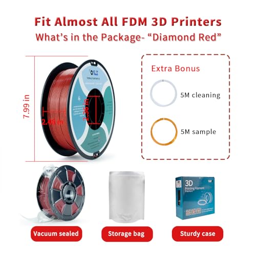 ZIRO Sparkle PLA Filament with Glitter,Fit for Most 3D Printer, Dimaond Red - color: Diamond-red