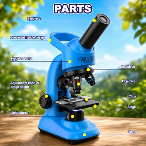 Kids Microscope,40-1600x Microscope Kit for Kids Beginners Children,STEM Kit,Prepared Slides,LED Light and Configured Various Operating Tools- Science Experiment Toy for Kids Ages 6-12