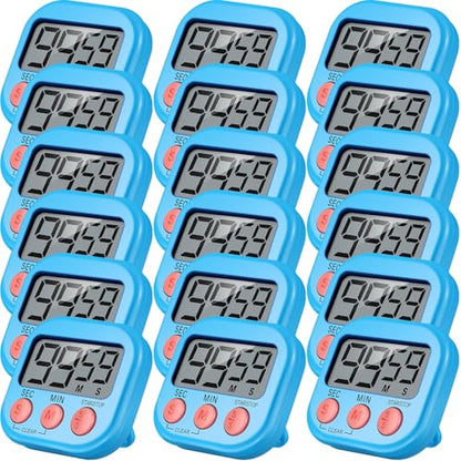 Leumoi 24 Pcs Digital Kitchen Timers Bulk Timer for Classroom, Blue - color: Blue