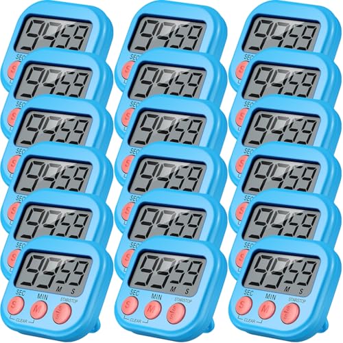 Leumoi 24 Pcs Digital Kitchen Timers Bulk Timer for Classroom, Blue - color: Blue