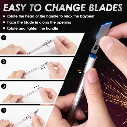 Exacto Knife Set, 13PCS Precision Hobby Craft Xacto Blades Kit with 3 Craft Knife Handles for Pumpkin Carving Modeling Fondant Wood & Leather Art DIY