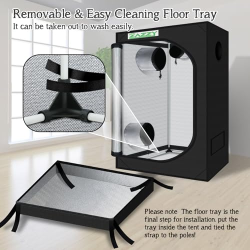 zazzy 4x2 Grow Tent, 48"x24"x60" 600D Mylar Reflective Growing Tents - size: 48"x24"x60"