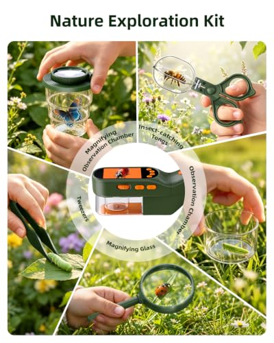 Bug Catcher Kit for Kids, Handheld Microscope for Kids with Screen - color: Green
