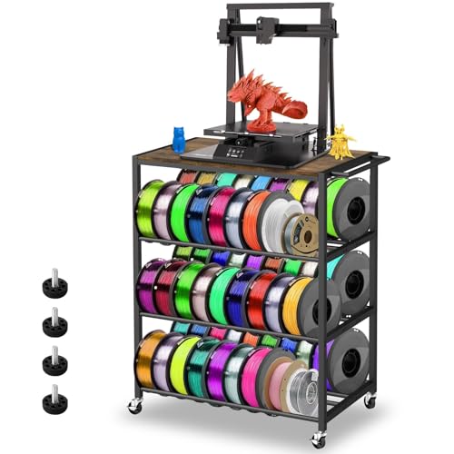 3D Printer Stand Table for 48 Filament Storage Rack, Brown - color: Brown
