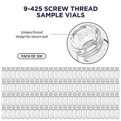 2mL Autosampler Vials, 9-425 HPLC/GC Clear Vials with Screw Cap, 100 Pcs - color: Clear Vial & Pre-slit Blue PTFE Septa