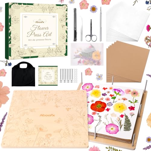Aboofx Extra Large Flower Press Kit for Adults, 15"x 15" 6 Layers Wooden Flowers Pressing for DIY Easter Theme Pressed Flowers Art, Big Flower Preservation Kit for Frame Bookmark Resin Craft Projects - size: 15"x 15" 6 Layers