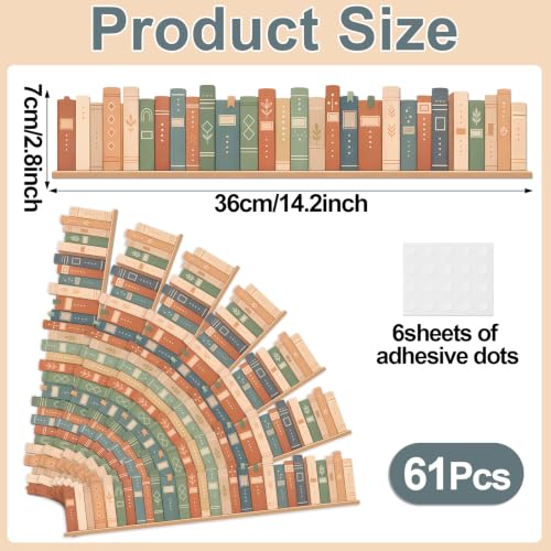72ft Boho Bookshelf Bulletin Board Borders Boho Paper Border Trim Vintage Book Spine Classroom Decor for Back to School Classroom Party Home Office Chalkboard Wall Decor - style: Colorful Boho
