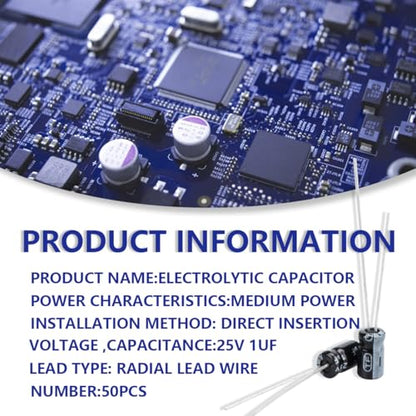 50 Pcs Electrolytic Capacitor 1uF 25V Aluminum Radial Electrolytic Capacitors - style: 25V 1uF