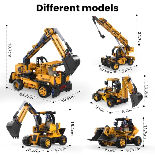5 in 1 STEM RC Excavator Robot Building Kit Toys for Kids Boys Age 6-14