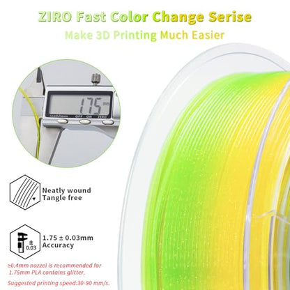 ZIRO 3D Printer Filament, Fast Color Change Twinkle Effect 1KG, White Lily - color: White Lily