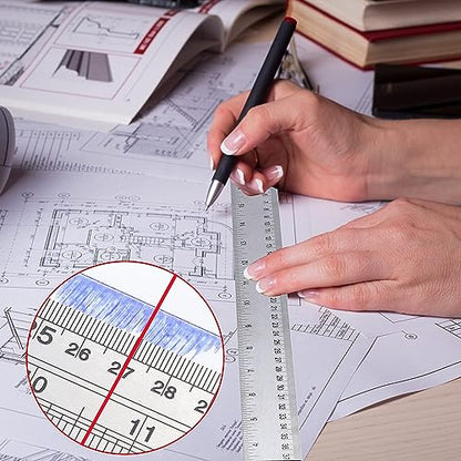 Metal Ruler 18 Inch, Non-Slip Cork Backing, Ink Bleed-Resistant Edge, 2 Pcs - style: 18" 2 PCS