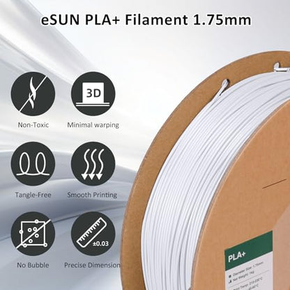 eSUN PLA+ Filament 1.75mm Cold White 1KG, PLA Plus 3D Printer Filament - color: 1kg-cold White