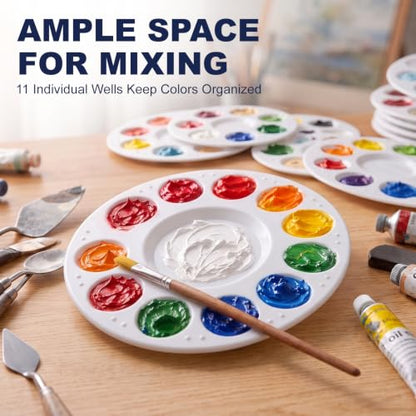 36 Pack Paint Palettes, Round Plastic Paint Palette Trays for Acrylic, Watercolor and Gouache, Reusable Paint Mixing Trays for Kids, Classroom, School and Art Parties - color: Circular 36 Pcs