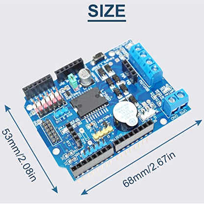 L298P Motor Driver Module H-Bridge Driver Shield Expansion Board Speed Controller High-Power DC Stepper Motor Controller Bluetooth Interface with 24AWG Cable for Arduino