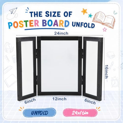 24 x 16 Trifold 3-Panel Display Board with Black Felt Board and Storage Bag - color: White-black, size: 24 x 16inch