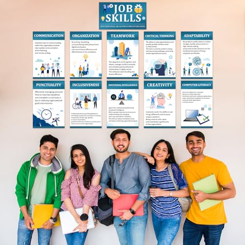 Outus 11 Pcs Job Skills Posters High School College Classroom Decorations - style: Classic