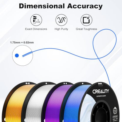 Creality Silk PLA Filament 1.75mm Shiny High Gloss 3D Printer Filament - color: Silk Gold & Silver & Blue & Purple